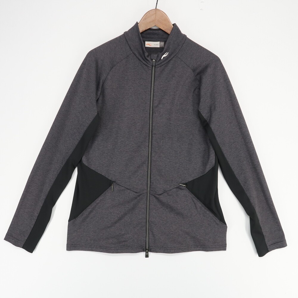 Kjus Marlene Full Zip Jacket Womens XL Gray Black Golf Outdoor Athletic Stretch‎
